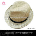 Summer Beige Paper Straw Fedora Para Hombres Mujer